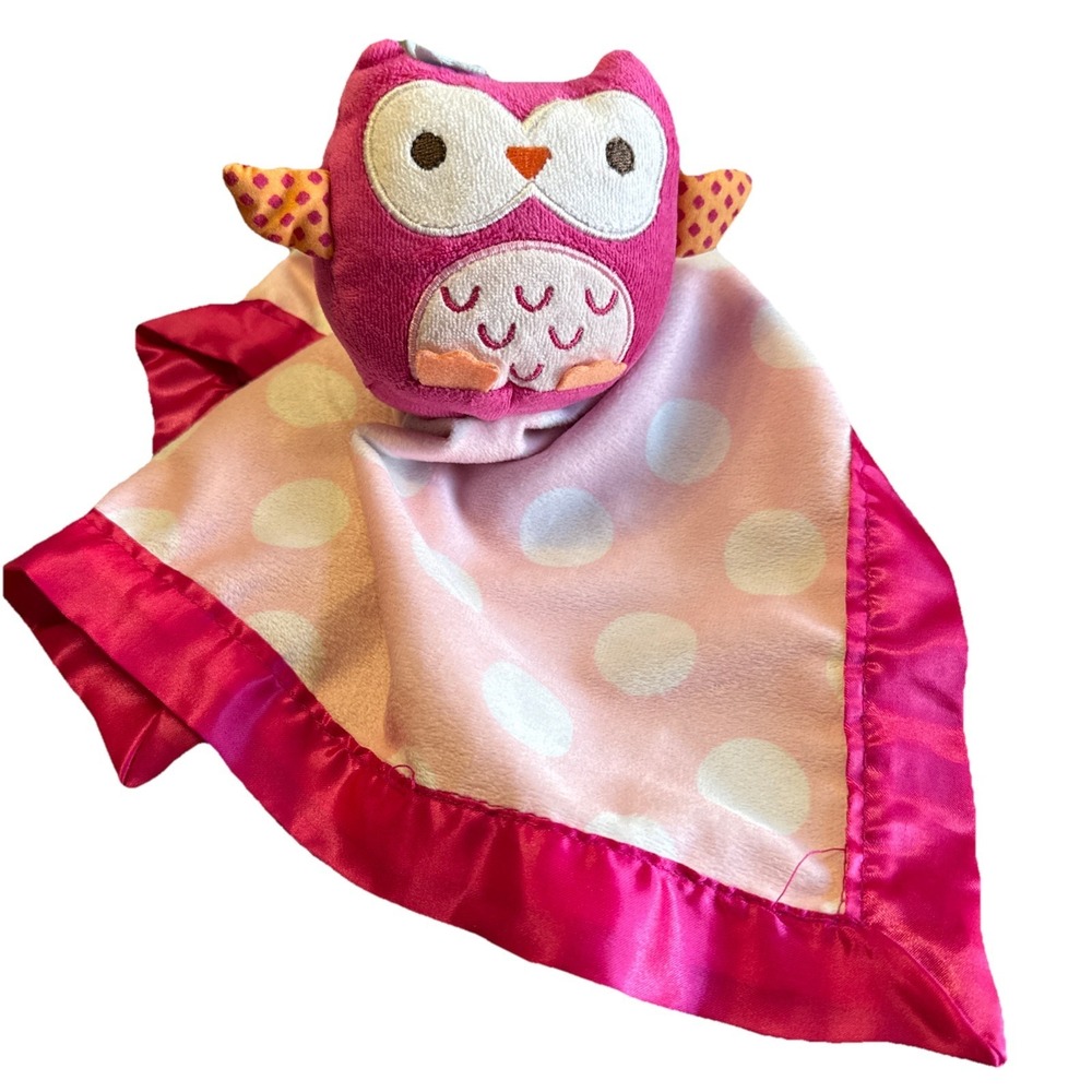 Owl Lovey Plush Security Blanket 13" Pink Polkadot 2015 Circo